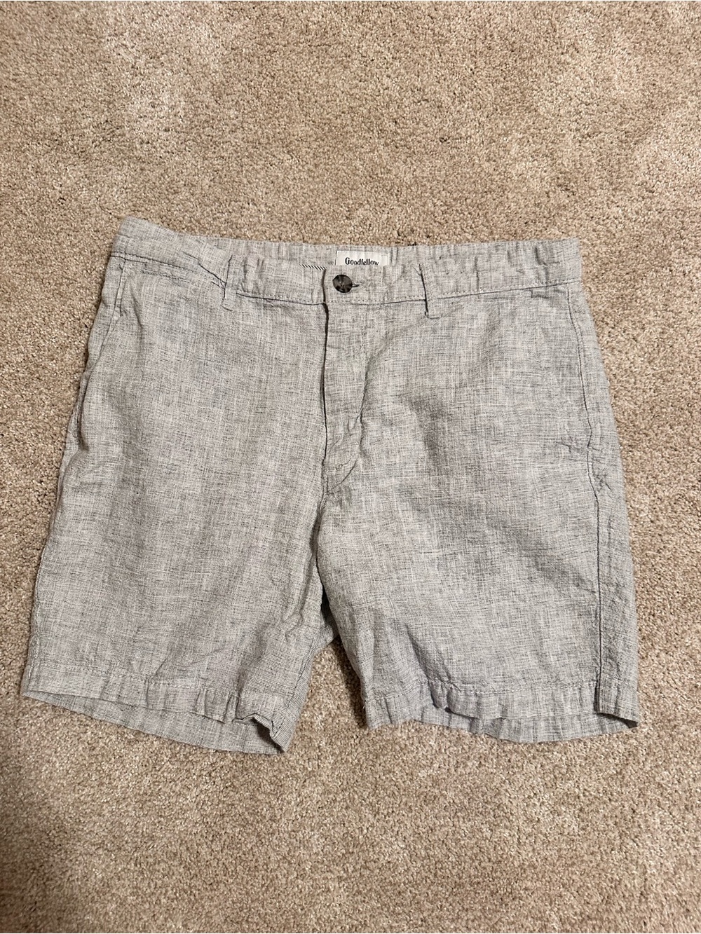 Goodfellow & Co Men's Light Gray Linen-Blend Flat Front Shorts